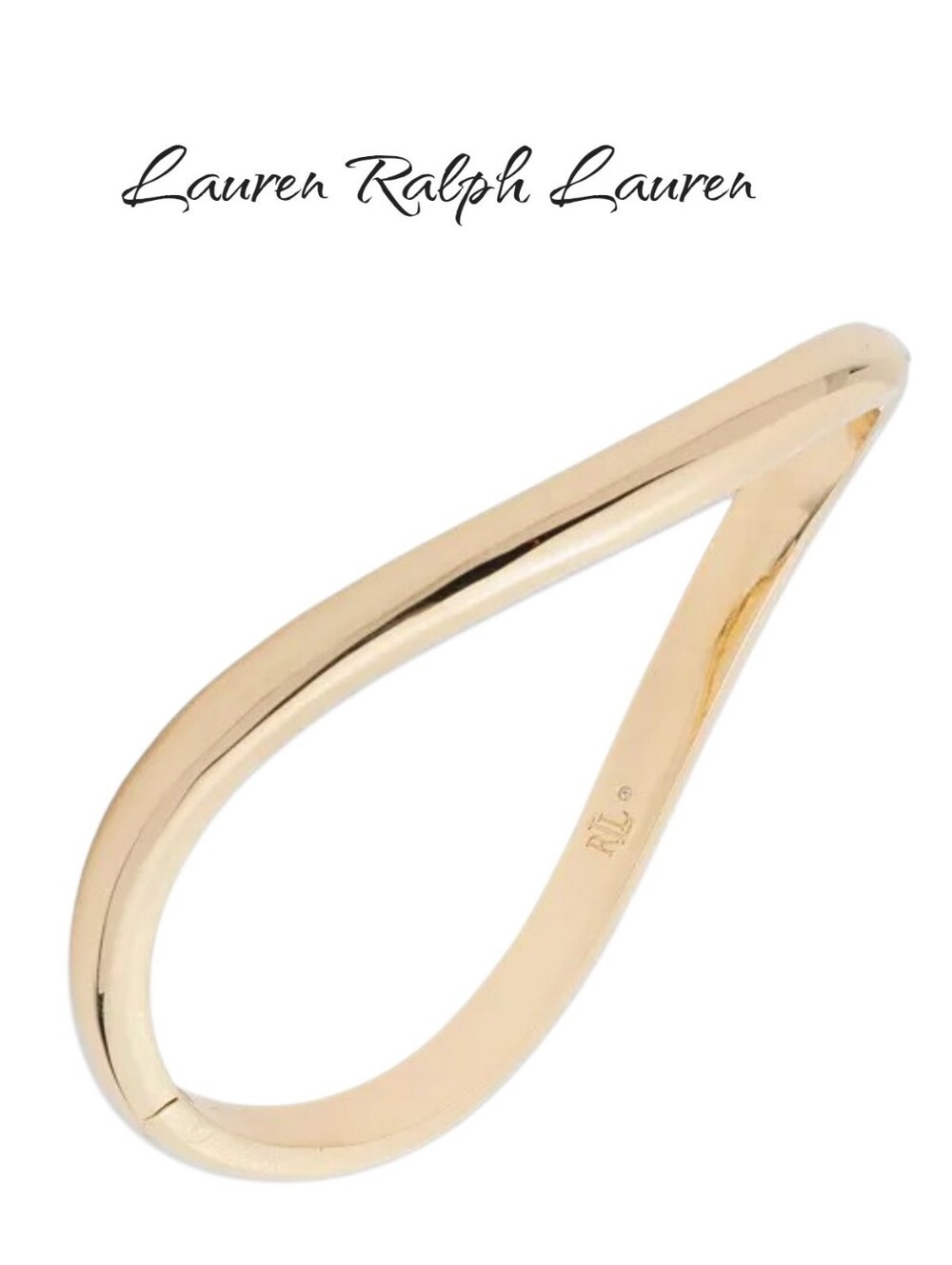 Lauren Ralph Lauren Gold Sculptural Bangle Bracelet Wavy Minimalist Hinge Cuff